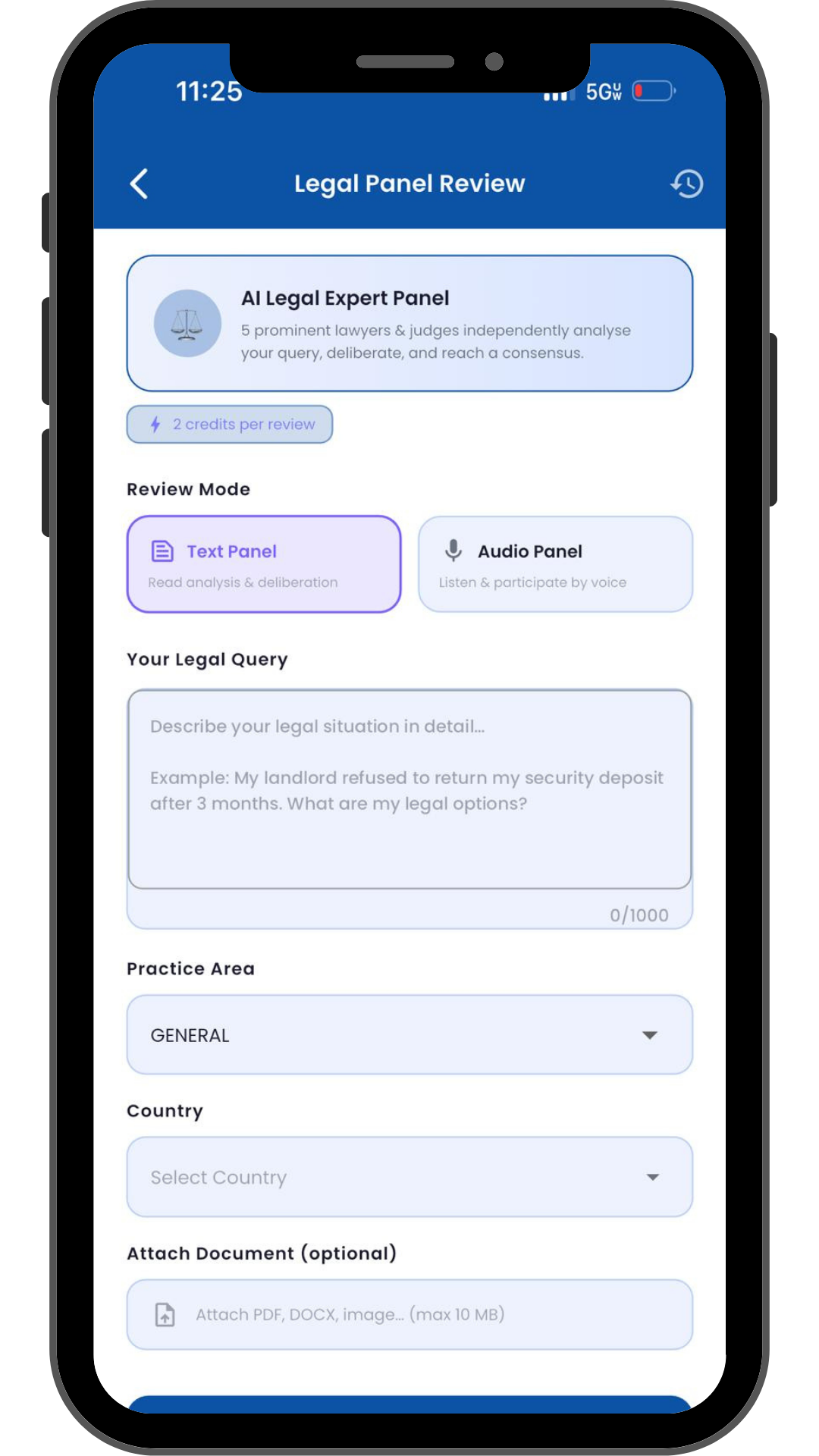 Legal Panel Review form